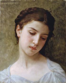 William-Adolphe Bouguereau : Etude : tete de jeune fille (Study : head of a young girl)